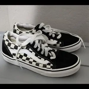 Girls black and white checkered cheap vans